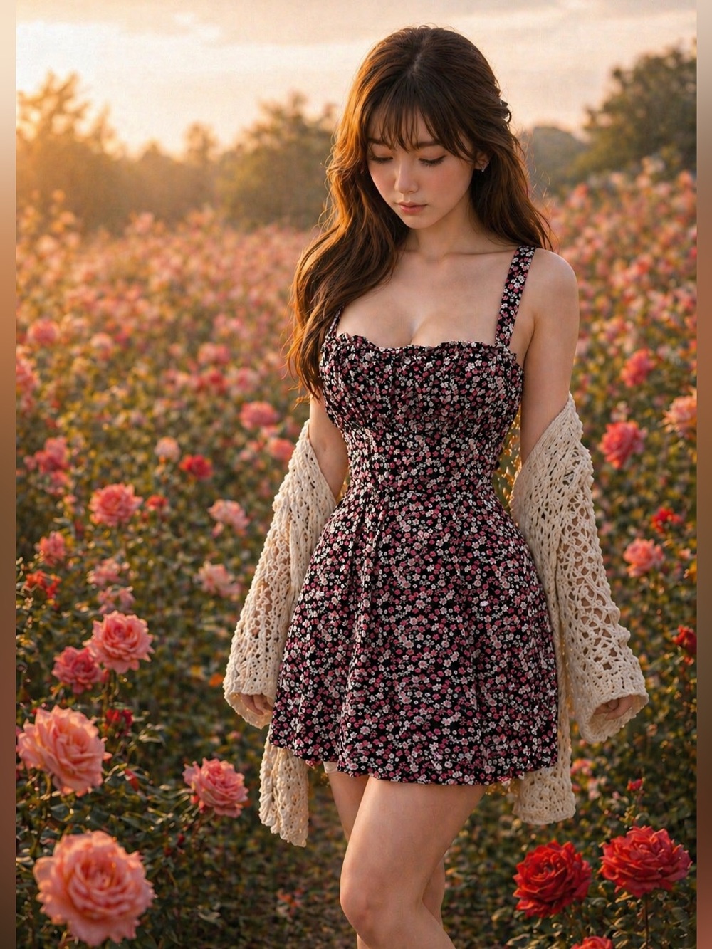 NWT Wildflower Fields blooming floral fit + flare flowy mini dress Nordstrom